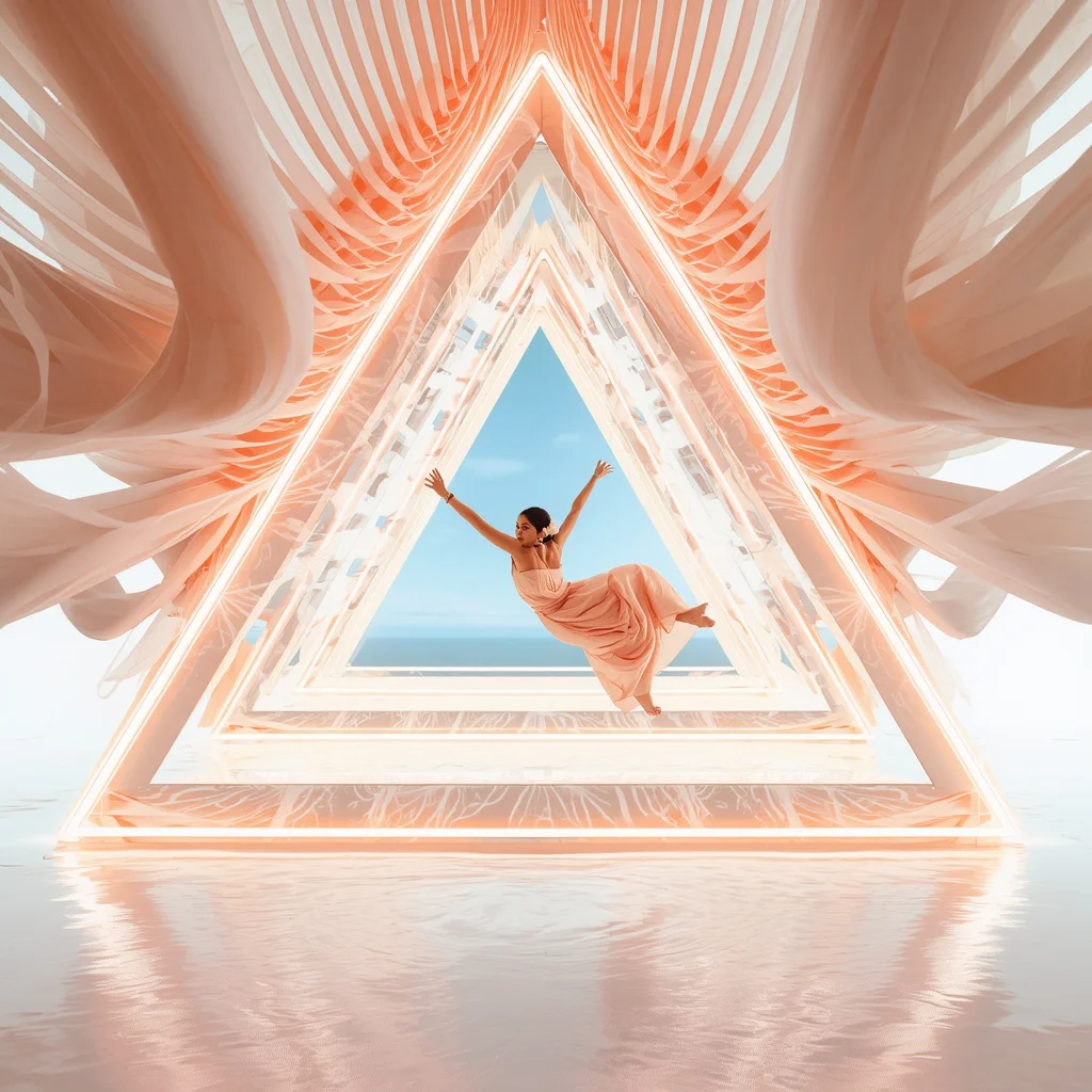 Heavy Designer Pastel Saree Water Glow Ripple Triangle Leap | ai prompt generator